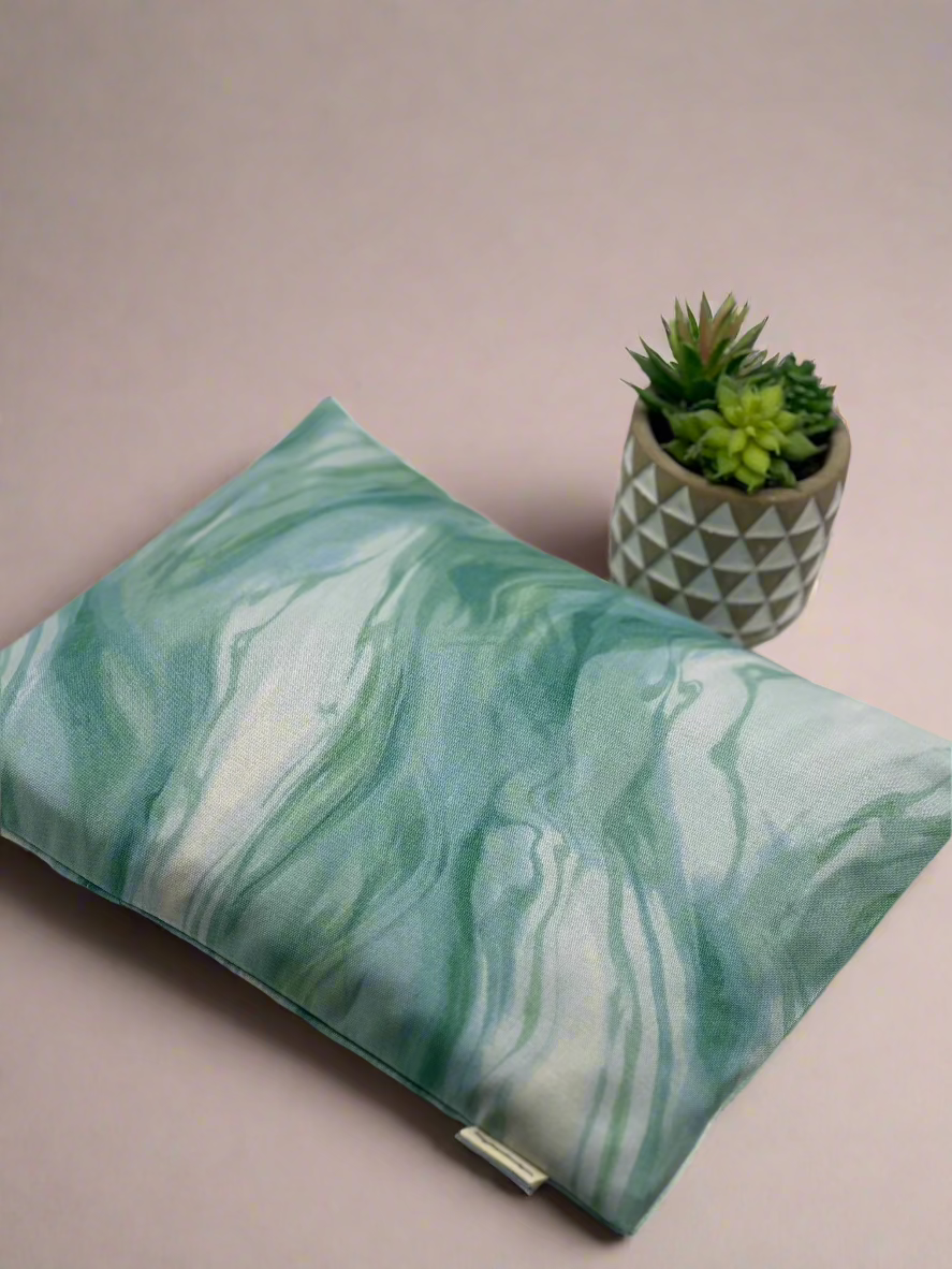 green marble printed corn heating pad