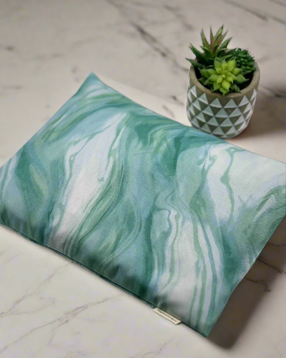 Green marble printed fabric corn heating pad