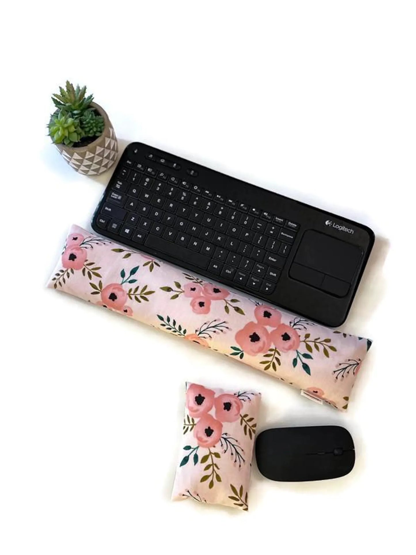 Floral Flaxseed Keyboard & Mouse Wrist Rest Set