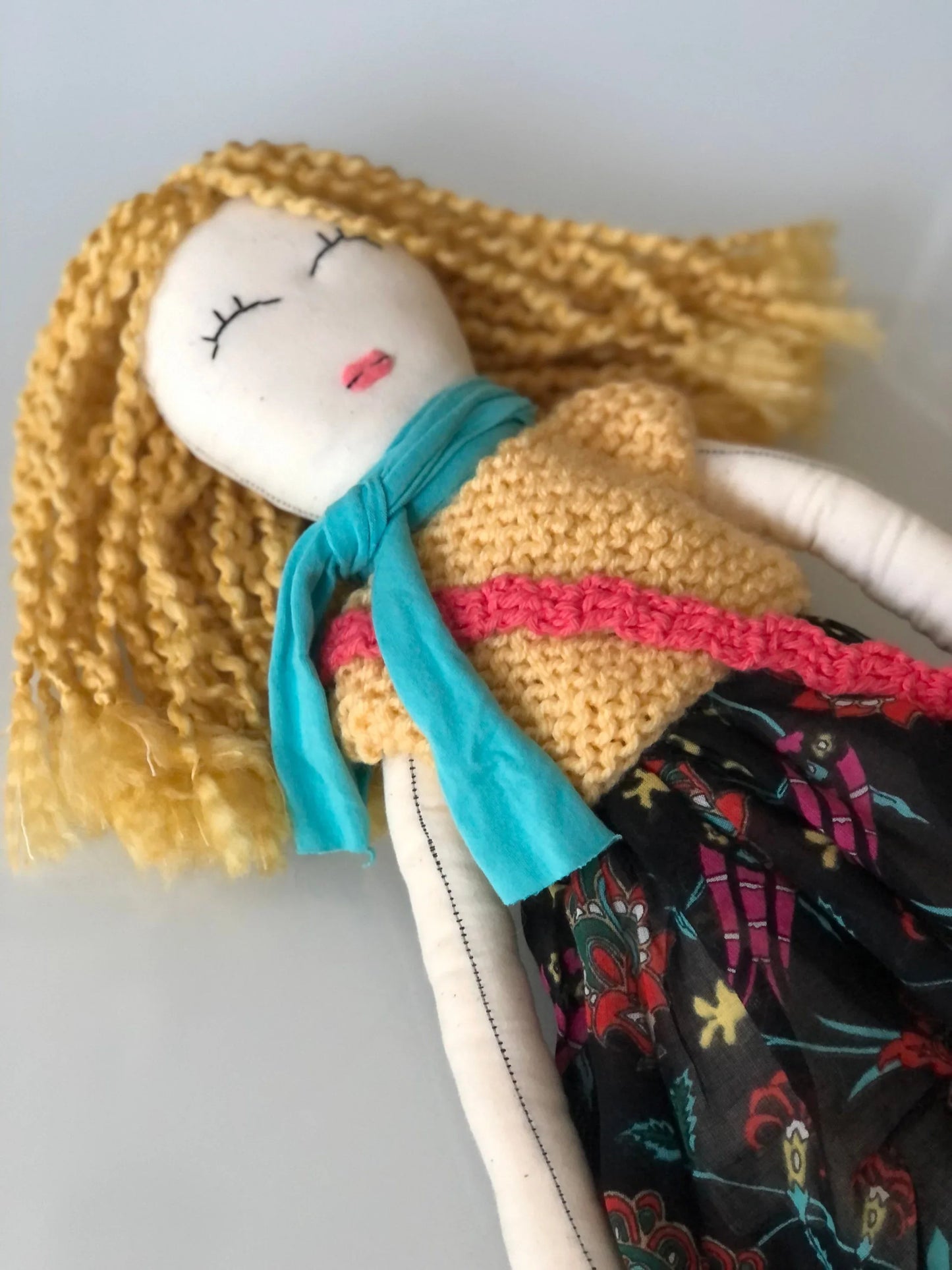 Blond Curly Hair Handmade Doll - NagihanDesigns