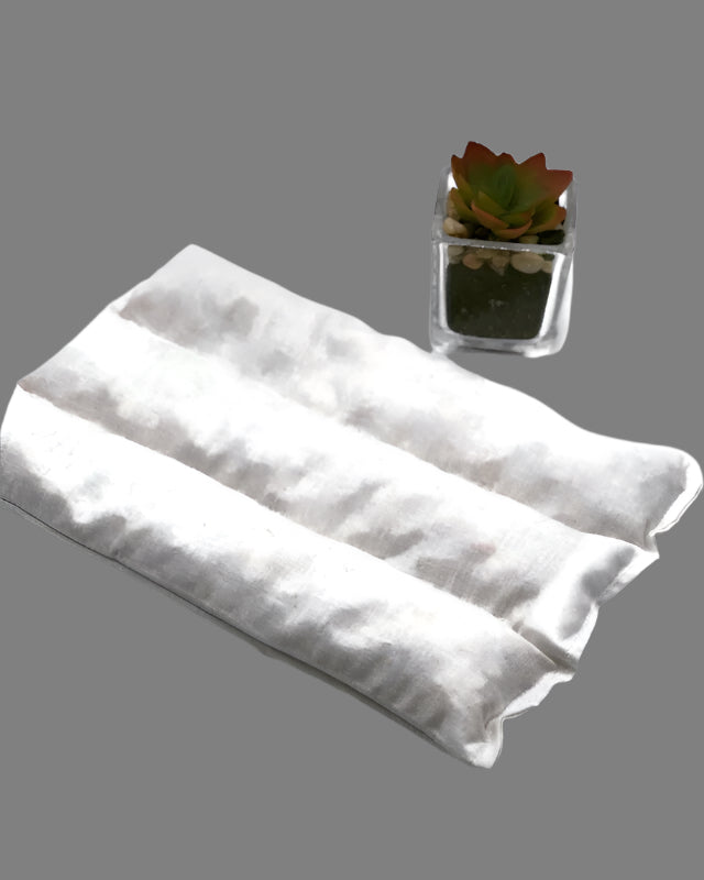 corn heating pad with three sectional white insert with gray background