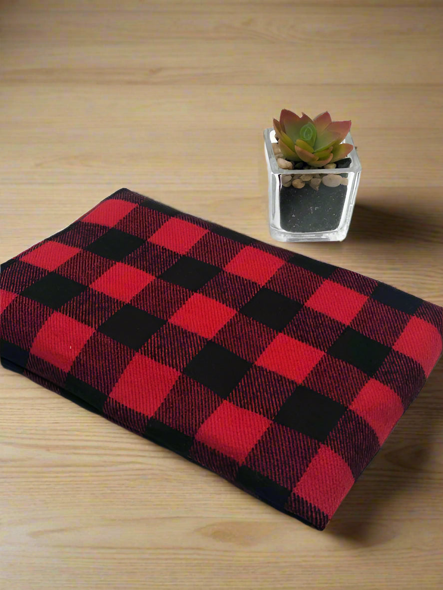 black and red checkers fabric heating pad