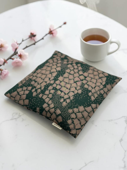Forest green geometric scale print 9x9 heating and cooling pad