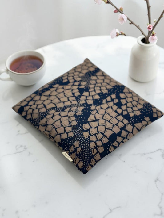 Navy blue geometric scale print 9x9 heating and cooling pad