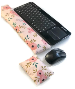 Floral Flaxseed Keyboard & Mouse Wrist Rest Set