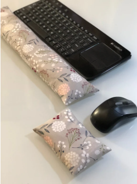 Botanical Grey Flaxseed Keyboard & Mouse Wrist Rest Set