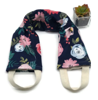 Flaxseed Neck Wrap – Navy Rose Floral Cotton