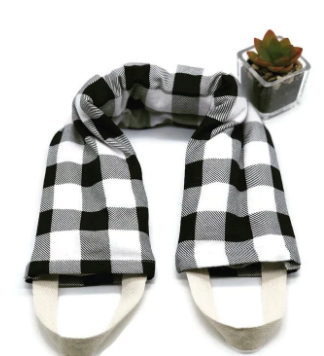 Flaxseed Neck Wrap – Black & White Buffalo Plaid Flannel