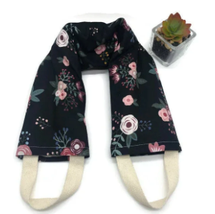 Flaxseed Neck Wrap – Black Pink Floral Cotton