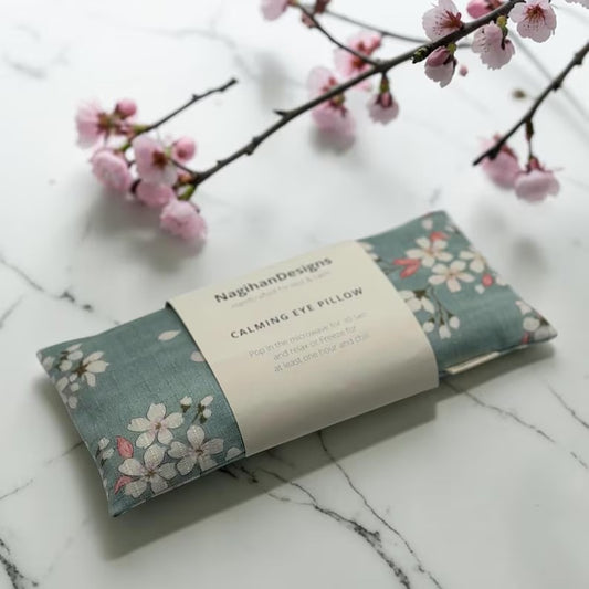 Flaxseed Eye Pillow in Blue Floral Japanese Cotton by NagihanDesigns