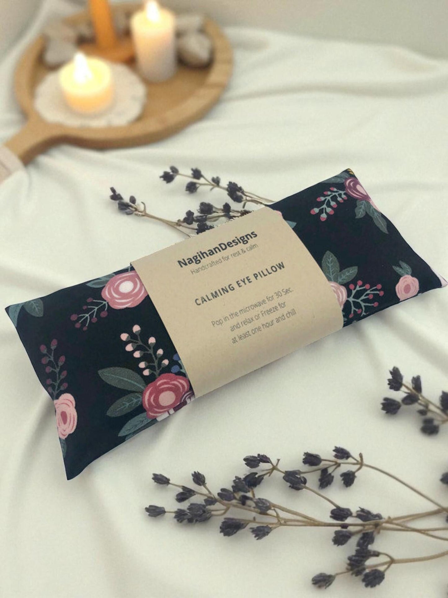 Eye Pillow – Charcoal Rose Floral Cotton | Choose Your Filling