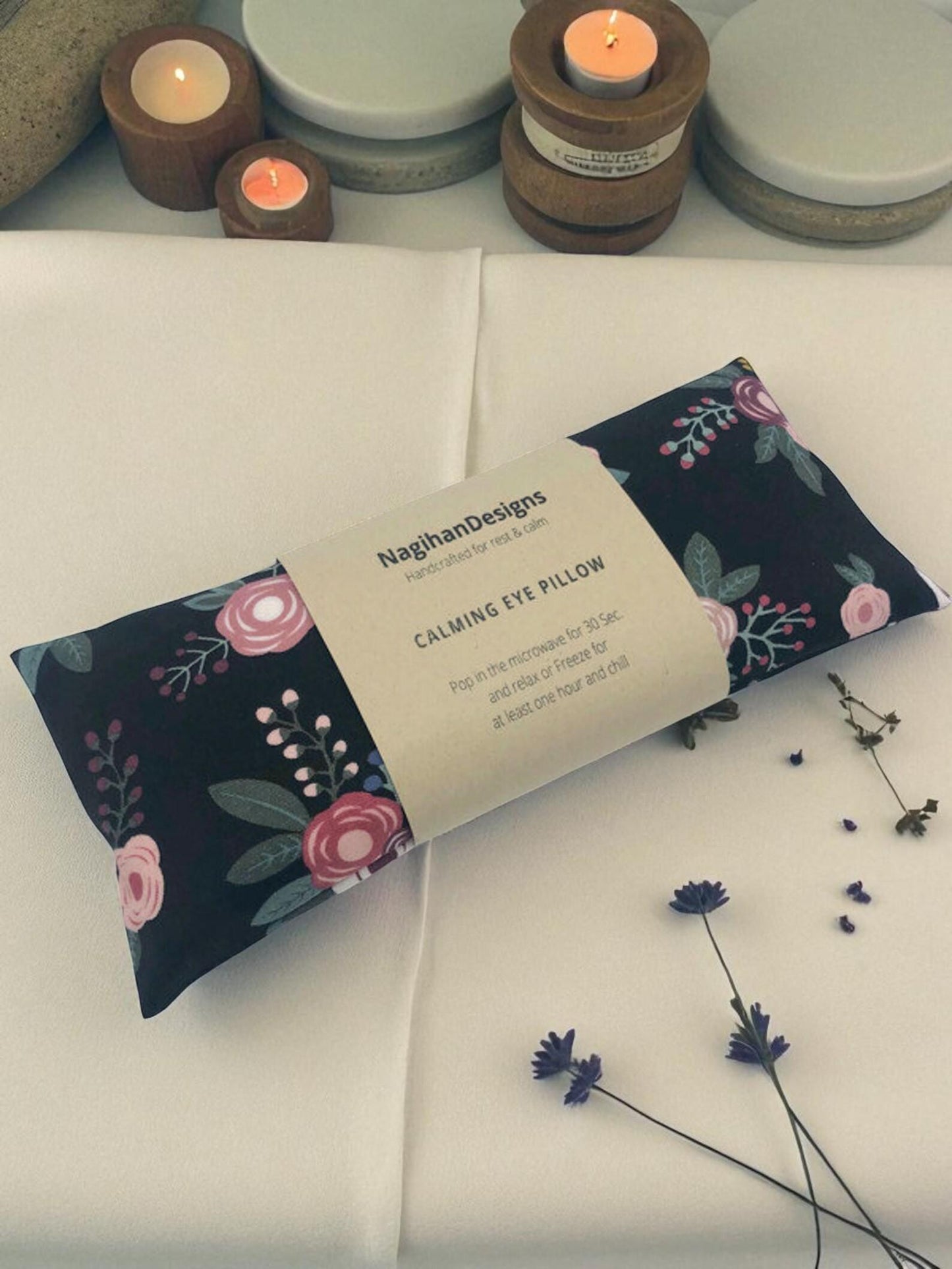 Eye Pillow – Charcoal Rose Floral Cotton | Choose Your Filling