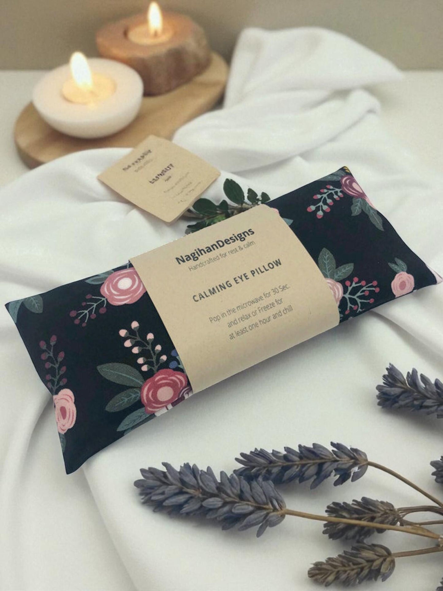 Eye Pillow – Charcoal Rose Floral Cotton | Choose Your Filling