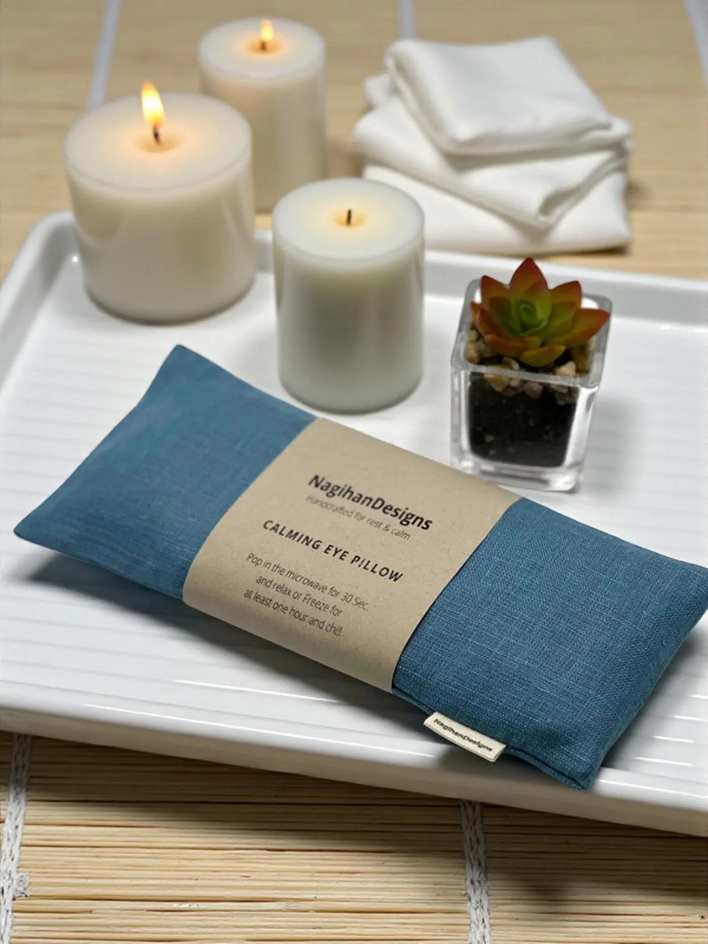 Eye Pillow – Steel Blue Linen | Choose Your Filling