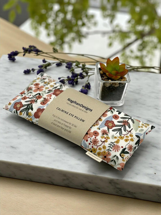 Flaxseed Eye Pillow – Cream Vintage Meadow Cotton