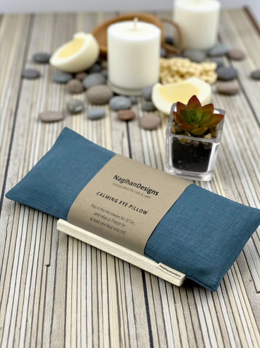 Flaxseed Eye Pillow – Steel Blue Linen