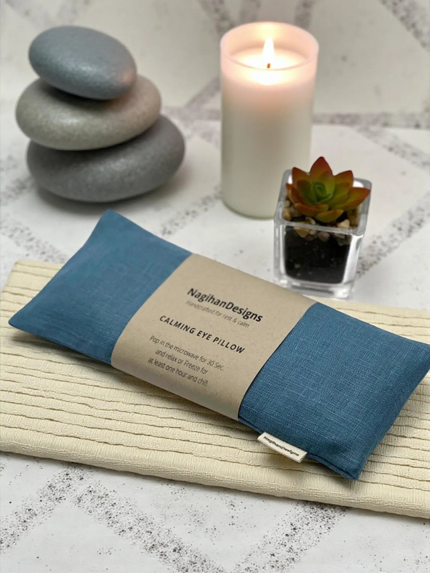 Eye Pillow – Steel Blue Linen | Choose Your Filling