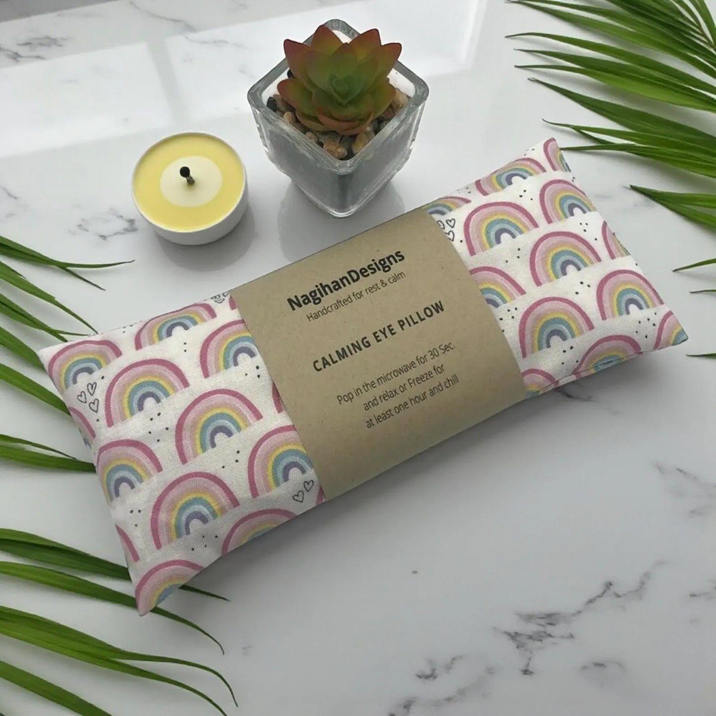 Eye Pillow – Cream Pastel Rainbow Cotton | Choose Your Filling