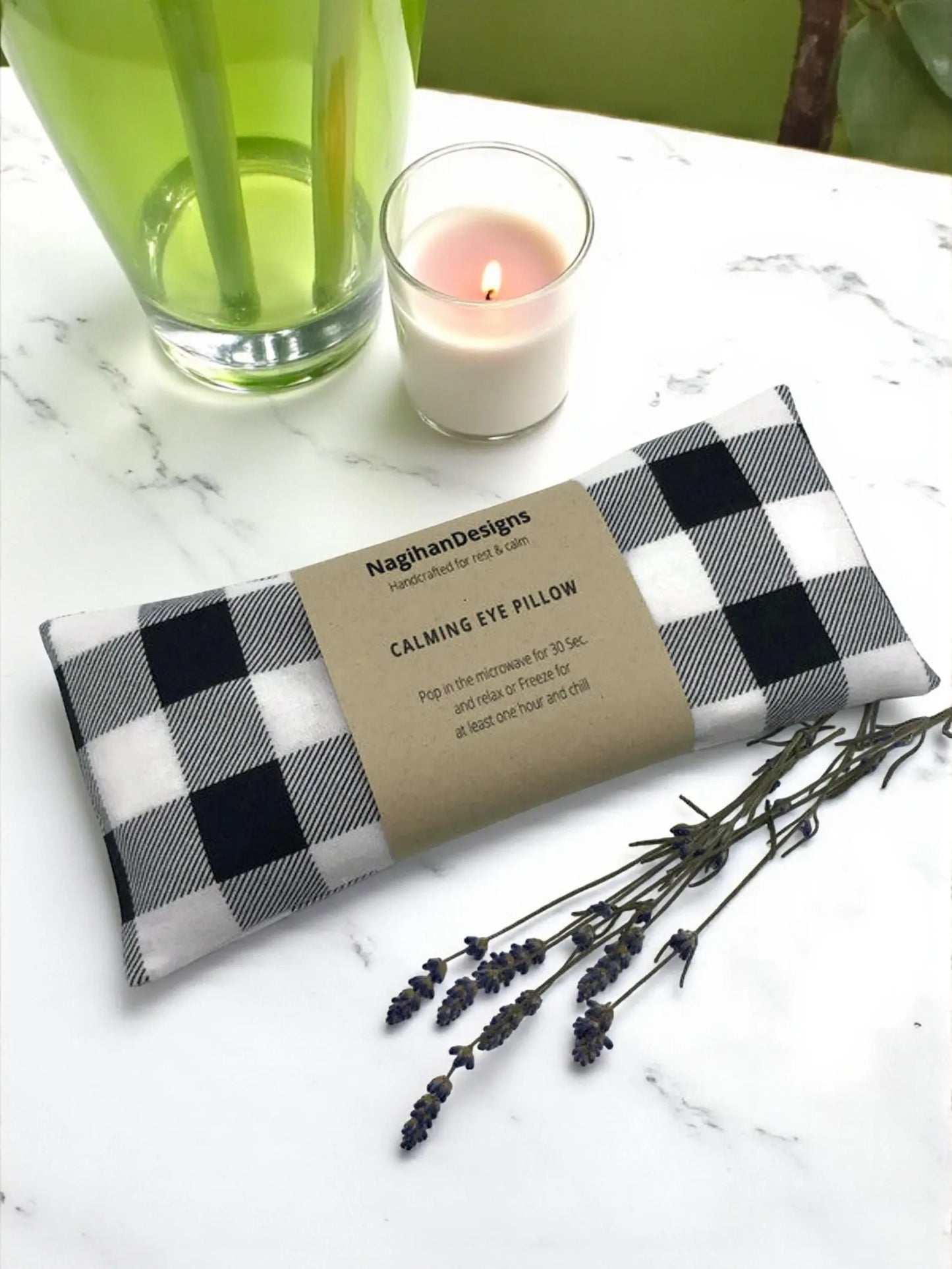 Eye Pillow – Black & White Buffalo Plaid Cotton | Choose Your Filling