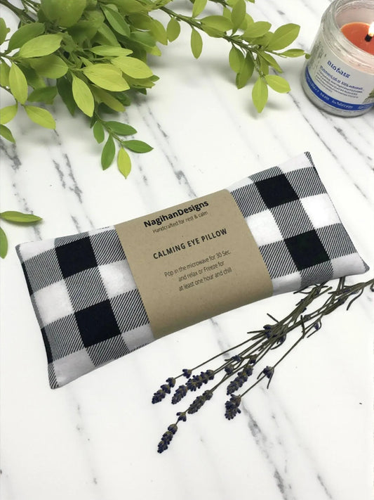 Flaxseed Eye Pillow – Black & White Buffalo Plaid Cotton