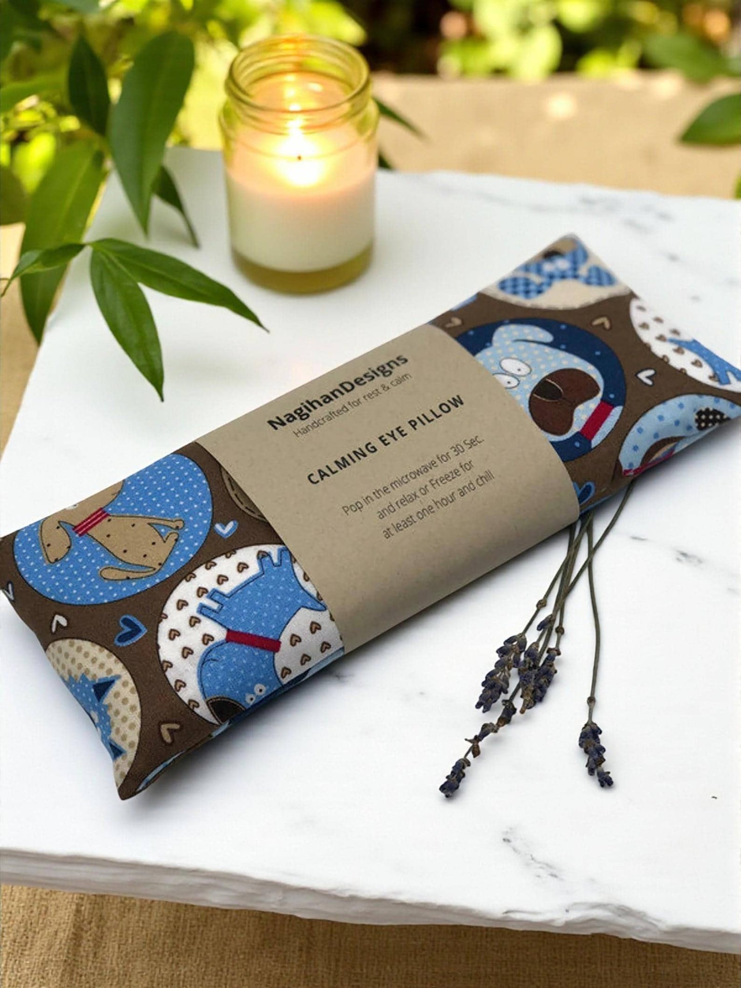 Eye Pillow – Brown Cartoon Dog Cotton | Choose Your Filling