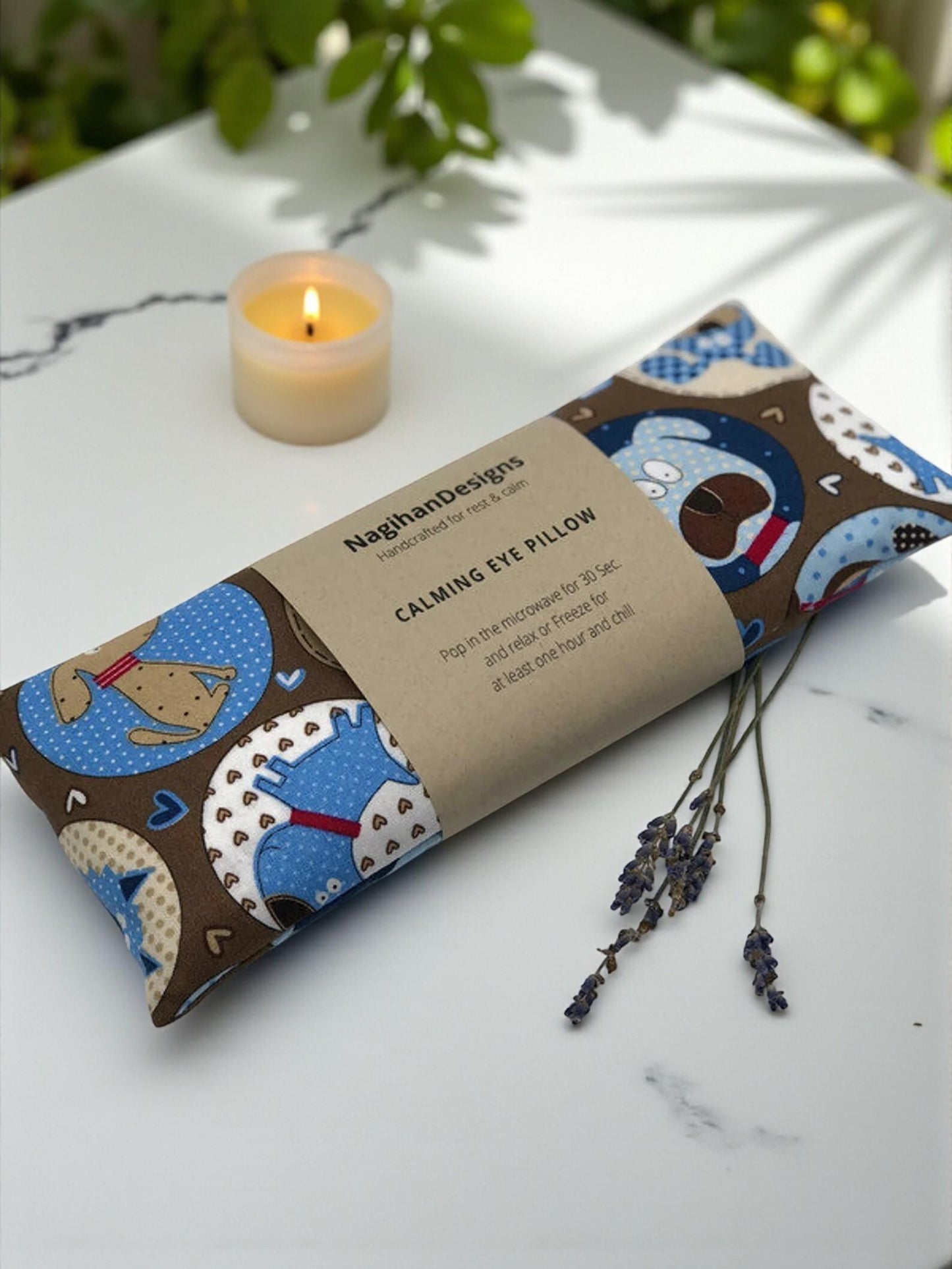 Eye Pillow – Brown Cartoon Dog Cotton | Choose Your Filling