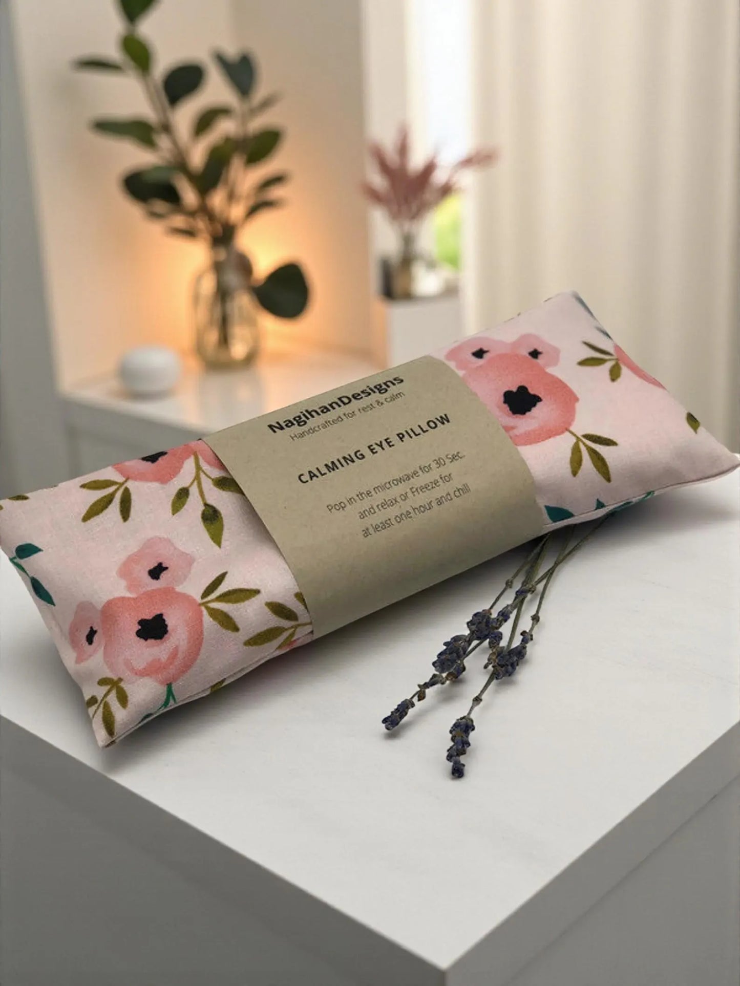 Eye Pillow – Blush Watercolor Rose Cotton | Choose Your Filling