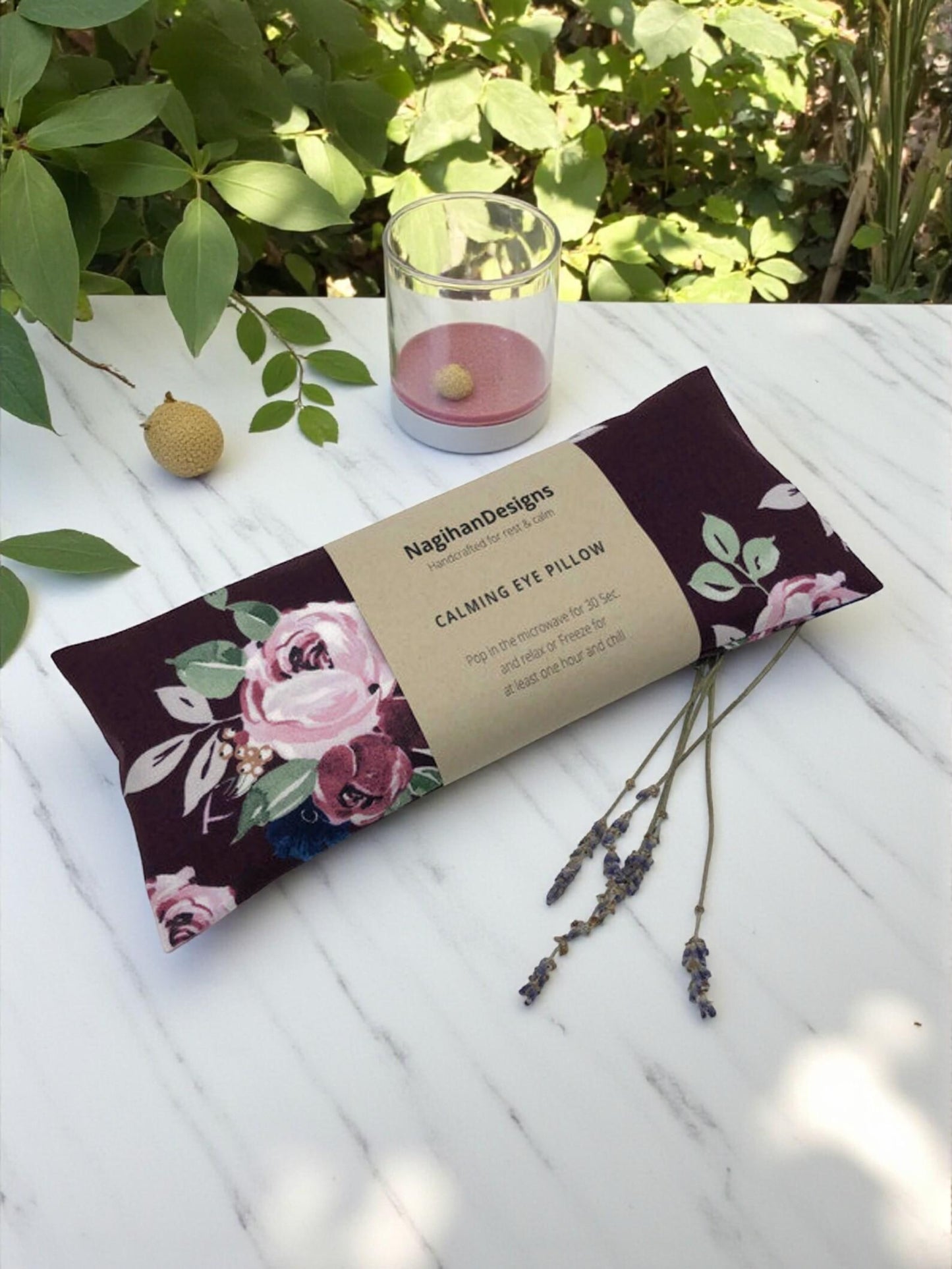 Eye Pillow – Plum Rose Floral Cotton | Choose Your Filling