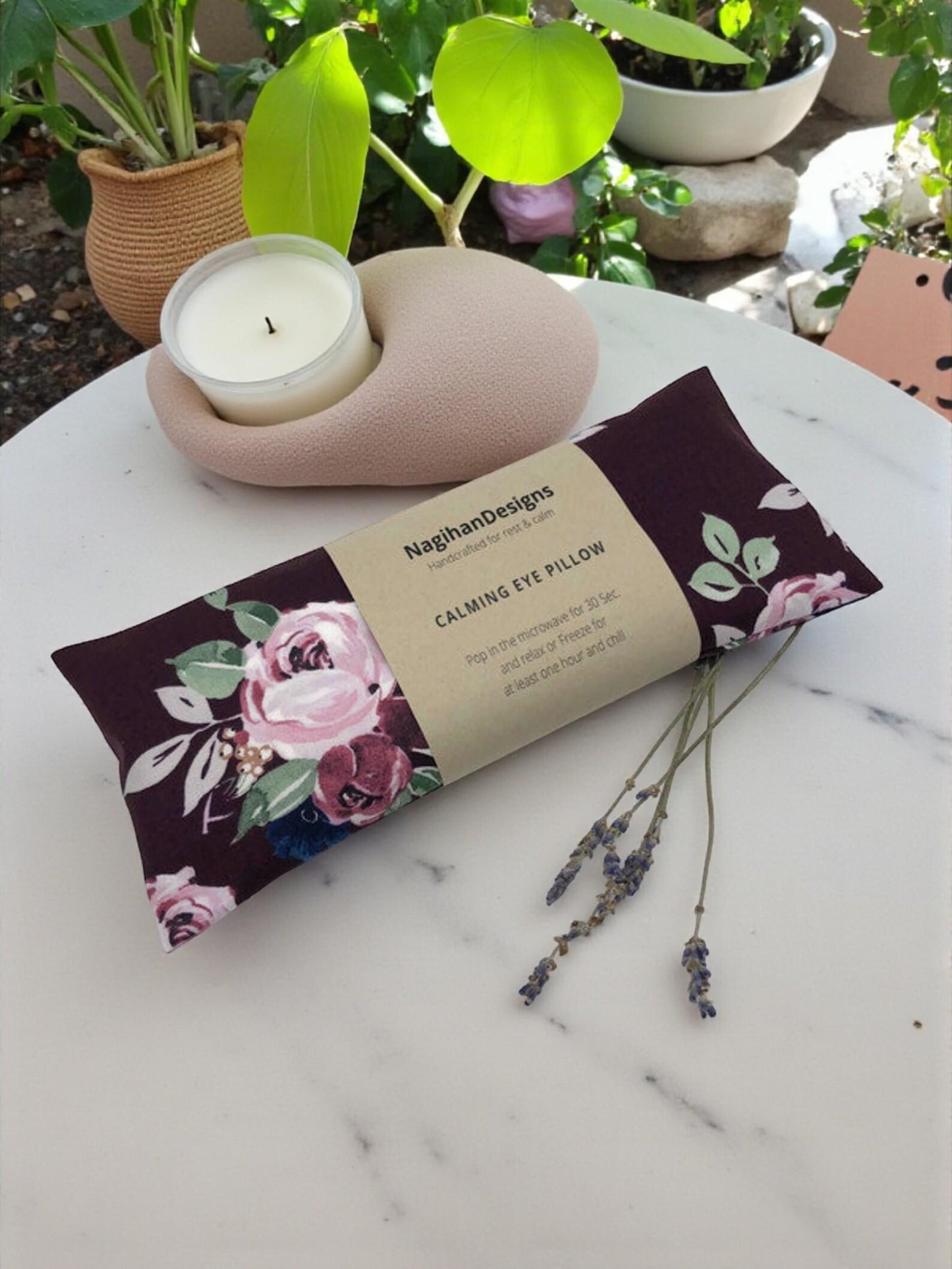 Eye Pillow – Plum Rose Floral Cotton | Choose Your Filling