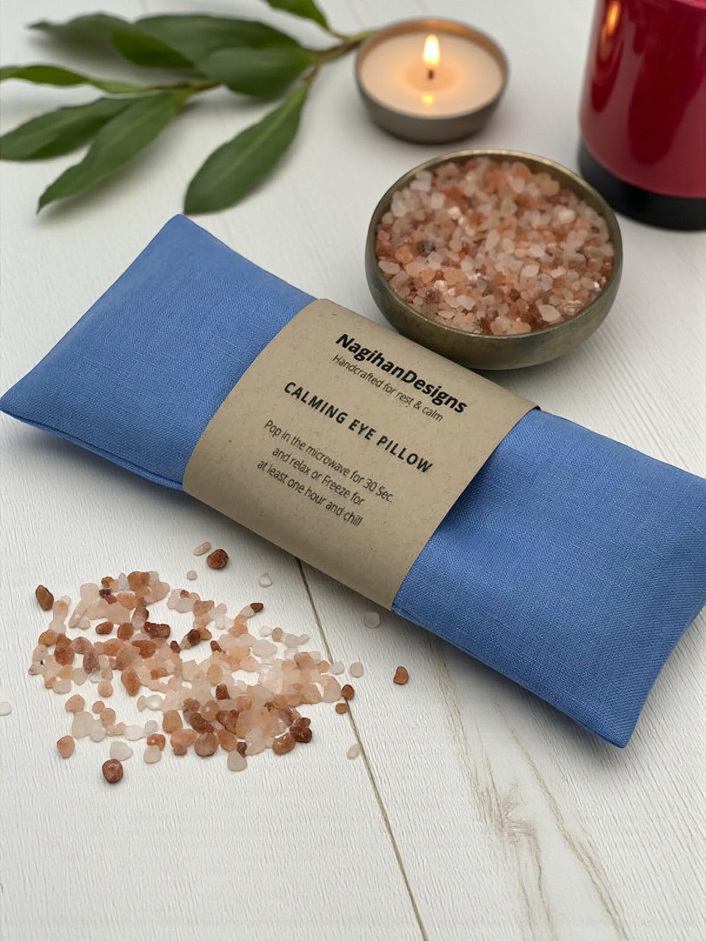 Himalayan Salt Eye Pillow – Dusty Blue 100% Linen Cover