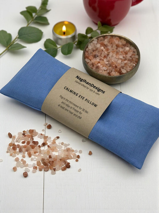 Himalayan Salt Eye Pillow – Dusty Blue 100% Linen Cover