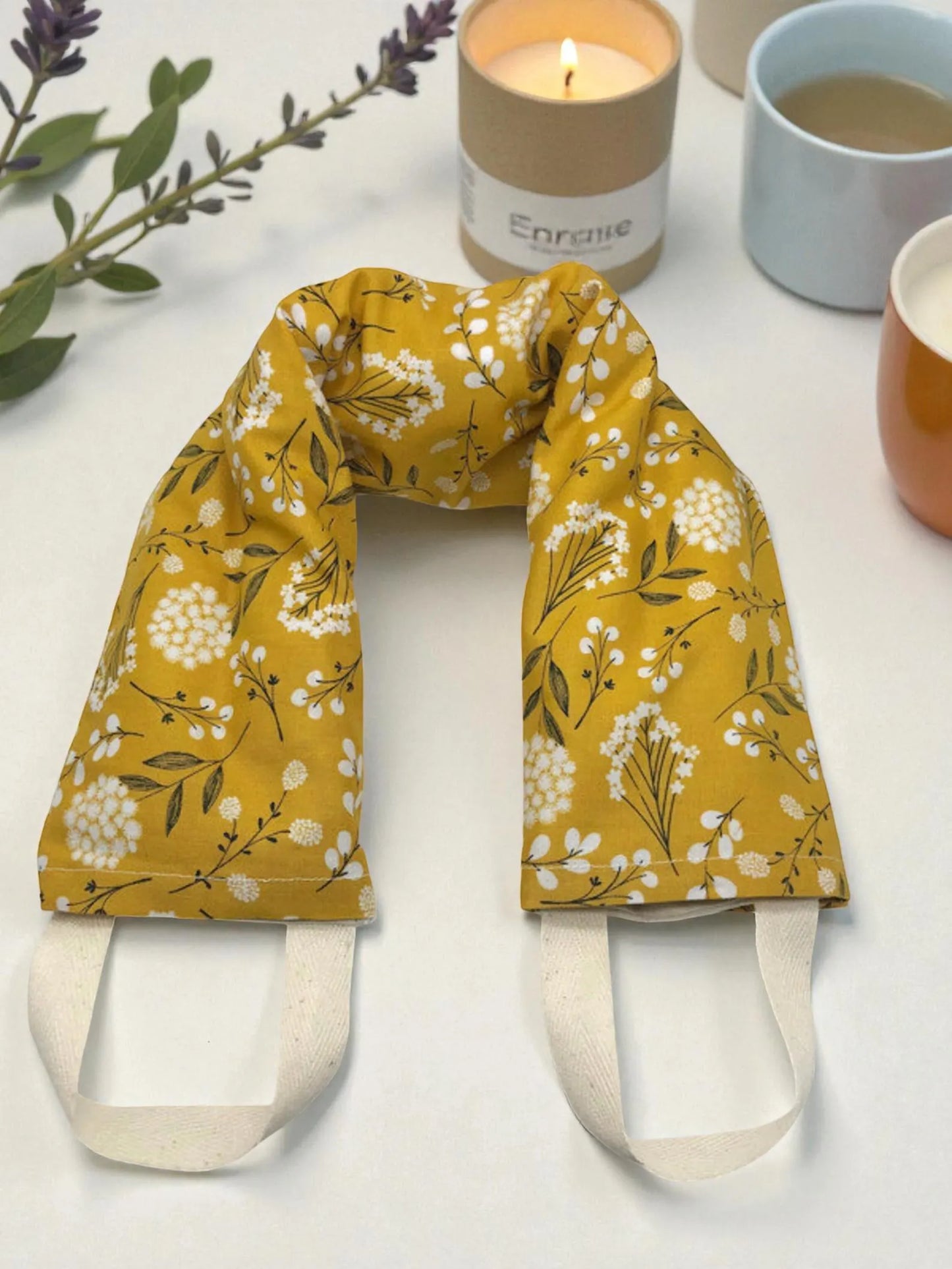Flaxseed Neck Wrap – Golden Mustard Wildflower Cotton