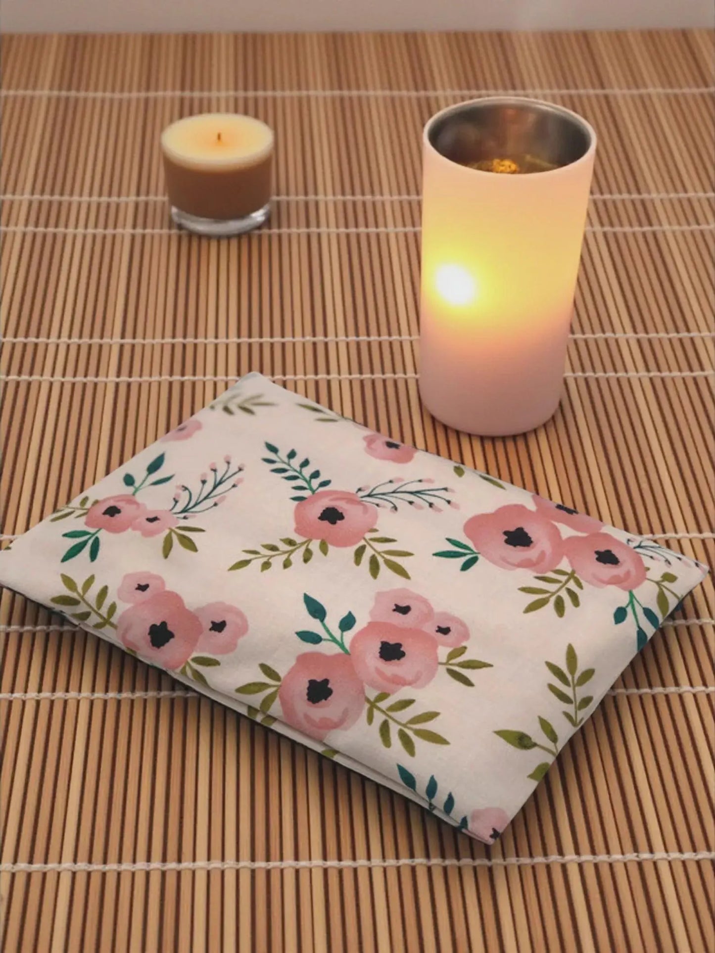 Heating & Cooling Pad – Blush Poppy Floral Cotton, 7×9" | Choose Your Filling