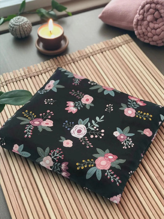 Heating & Cooling Pad – Black Pink Floral Bouquet Cotton, 9×9"