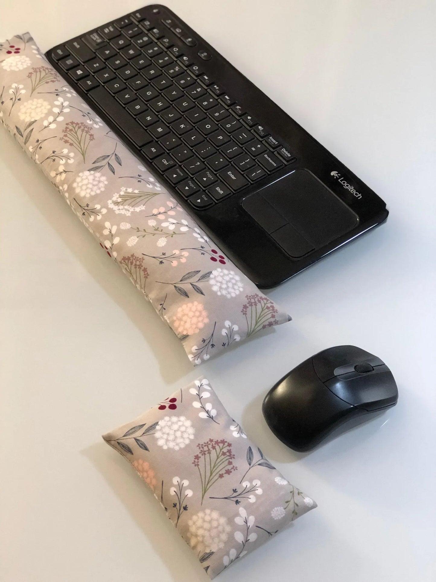 Botanical Grey Flaxseed Keyboard & Mouse Wrist Rest Set