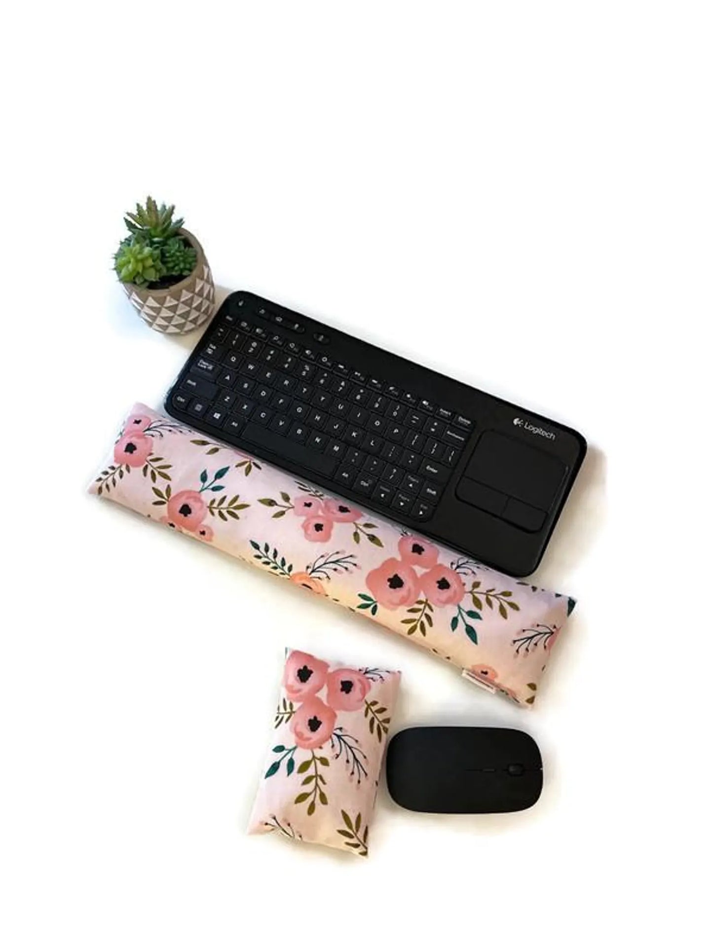 Floral Flaxseed Keyboard & Mouse Wrist Rest Set