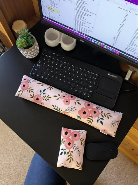 Floral Flaxseed Keyboard & Mouse Wrist Rest Set