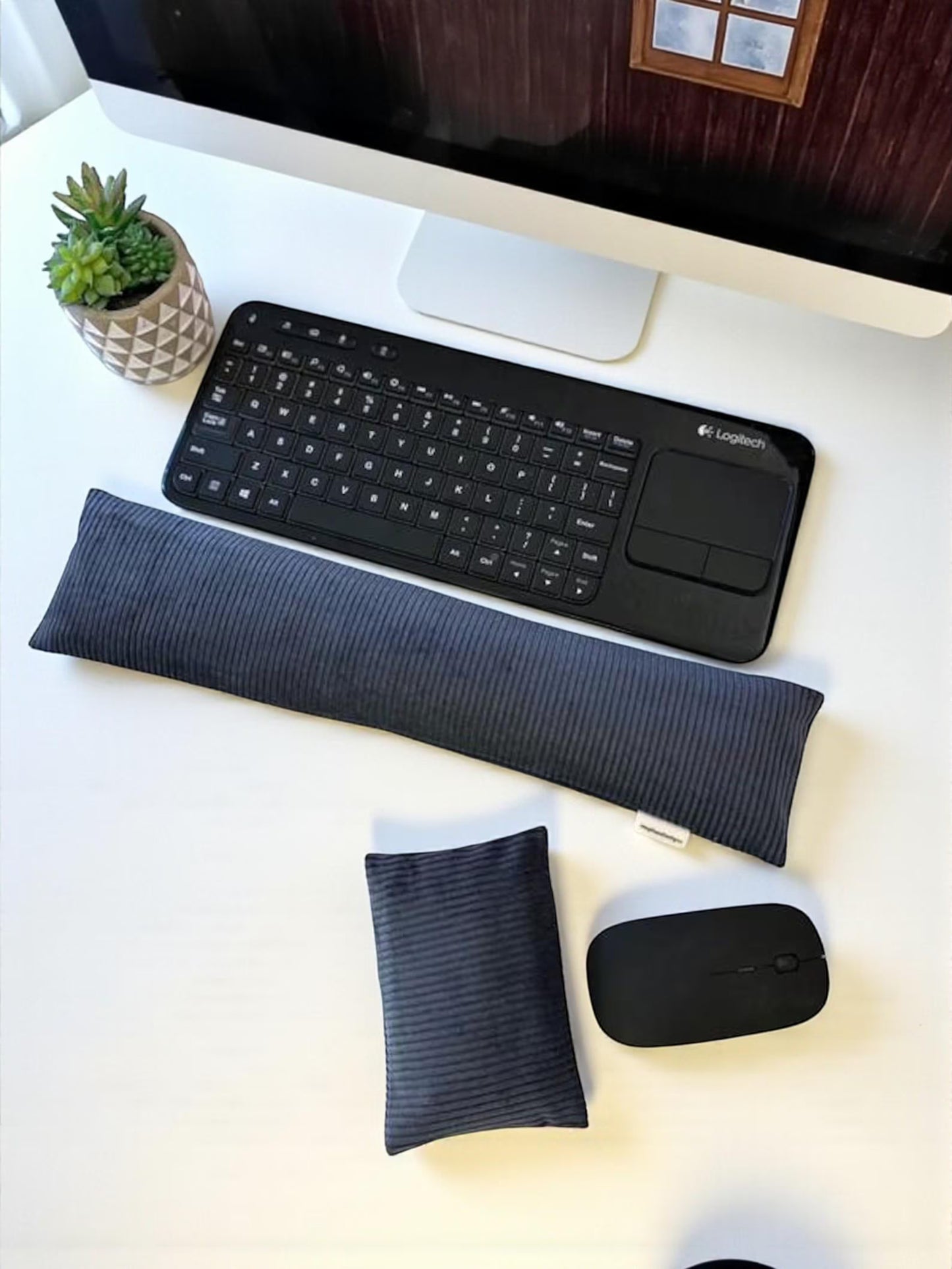 Handmade Flaxseed Keyboard & Mouse Wrist Rest Set