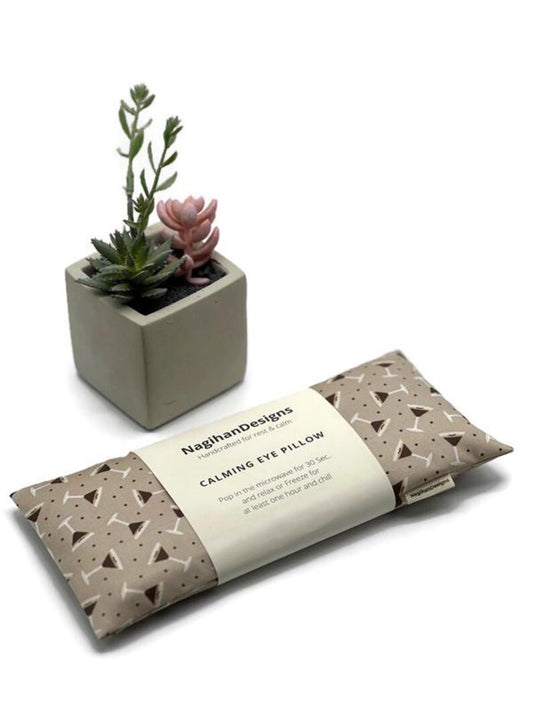 Eye Pillow – Taupe Martini Glass Cotton | Choose Your Filling