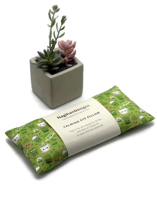 Eye Pillow – Green Kawaii Tea Cotton | Choose Your Filling