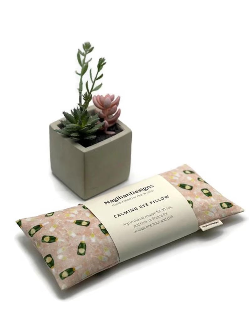 Eye Pillow – Blush Pink Champagne Floral Cotton | Choose Your Filling