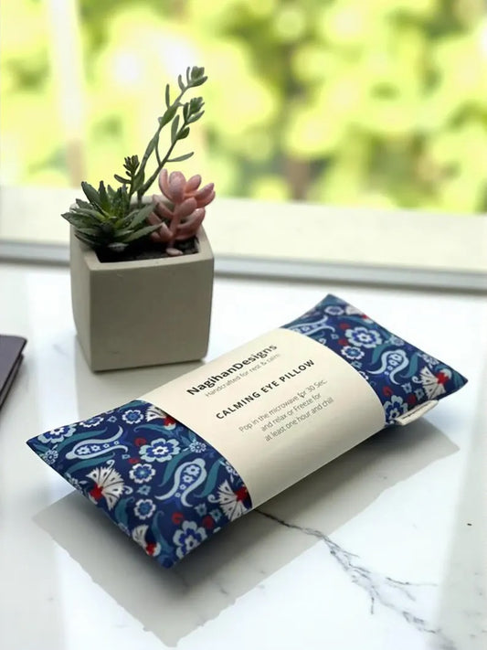 Eye Pillow – Navy Blue Paisley Floral Cotton | Choose Your Filling