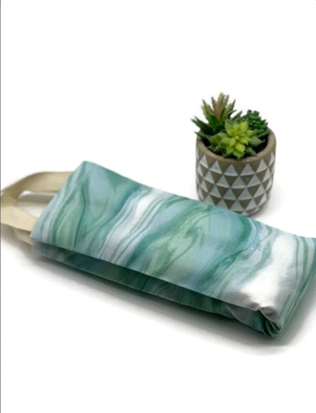 NagihanDesigns teal aqua marble watercolor cotton flaxseed neck wrap for therapeutic heat or cold relief