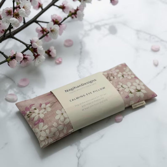 Flaxseed Eye Pillow in Cherry Blossom Pink Cotton by NagihanDesigns