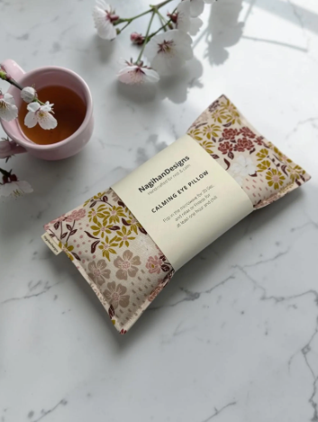 Rice Neck Wrap & Eye Pillow Set – Blush Mauve Floral Cotton