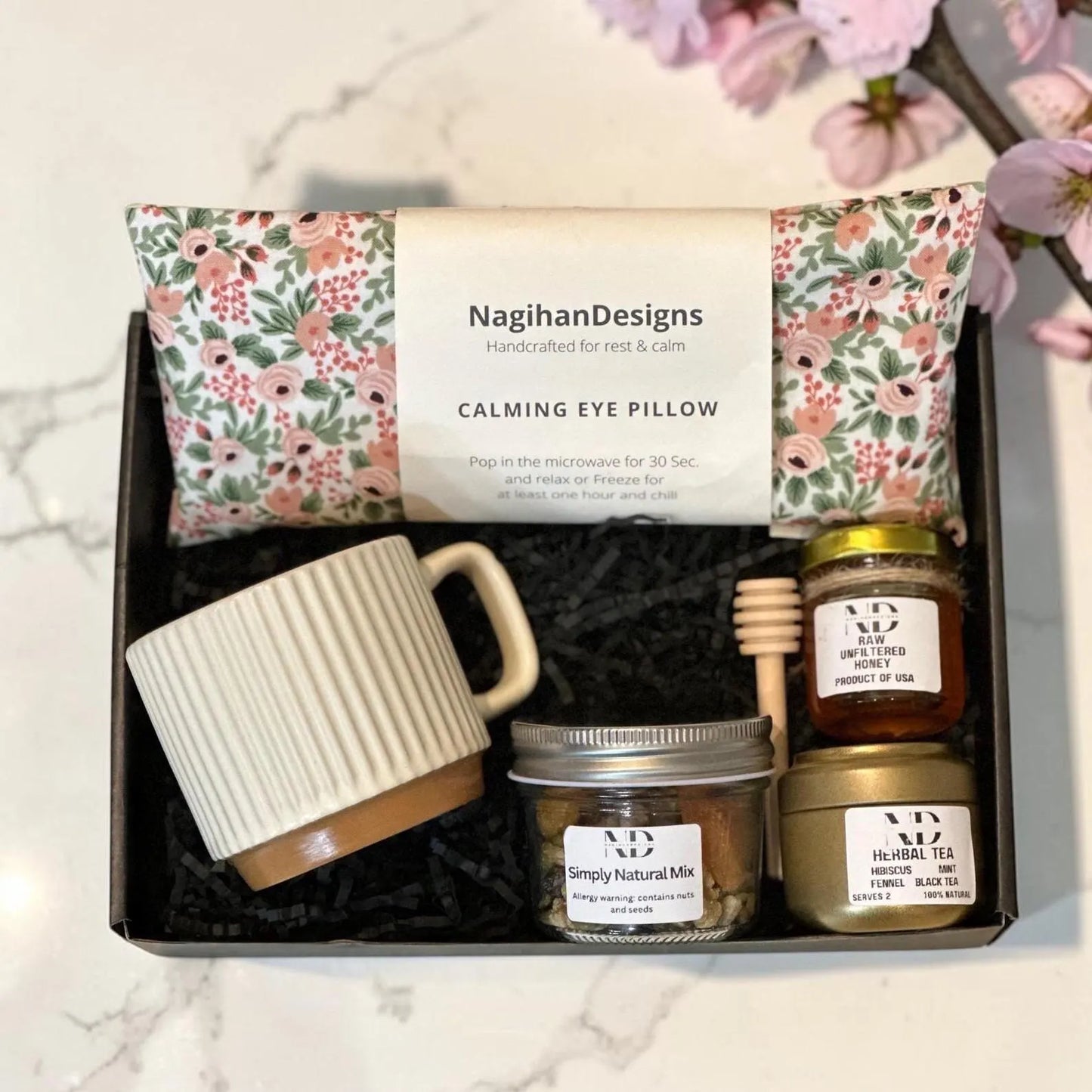 Wellness Gift Box – Rosa in Rose Eye Pillow, Tea, Honey & Mug Set