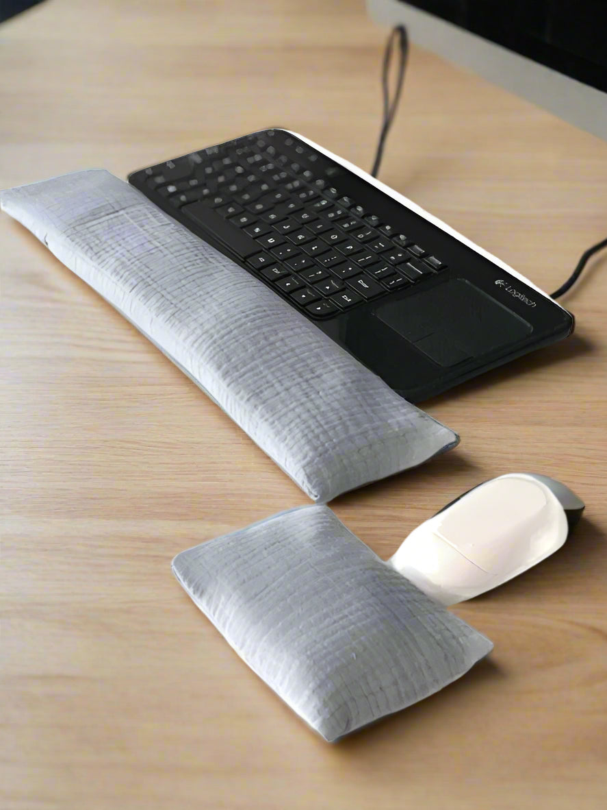 gray cotton keyboard and mouse wrist rest